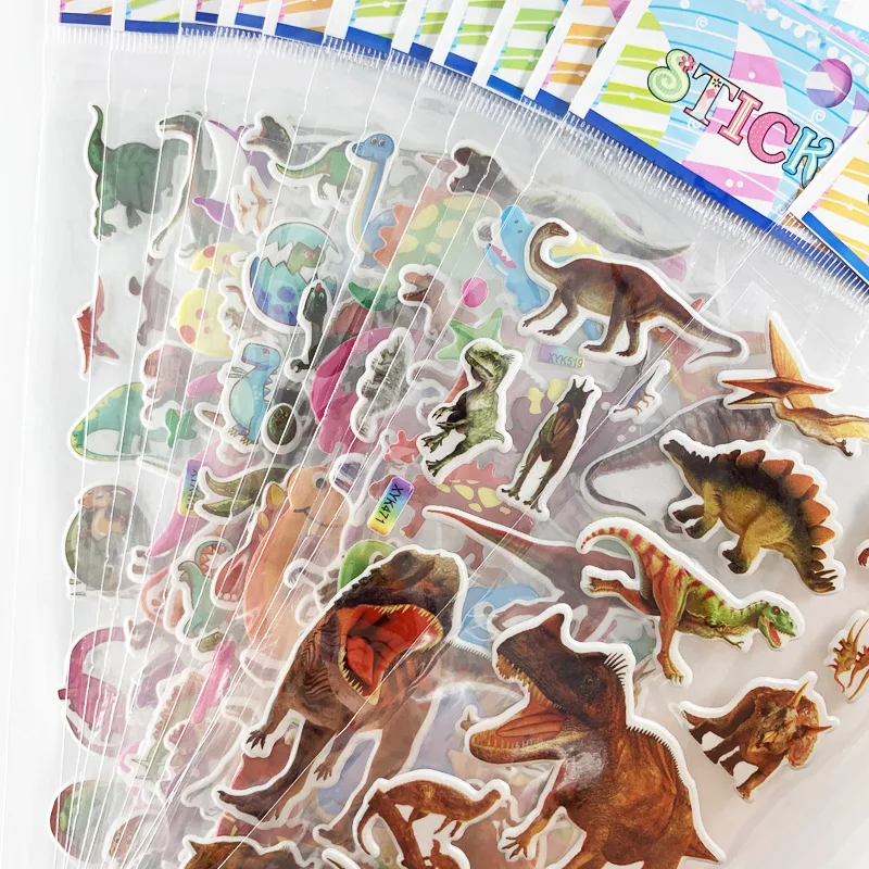 12 листов/Набор 3D мультяшных наклеек рисунок динозавра пузырьковый ПВХ DIY