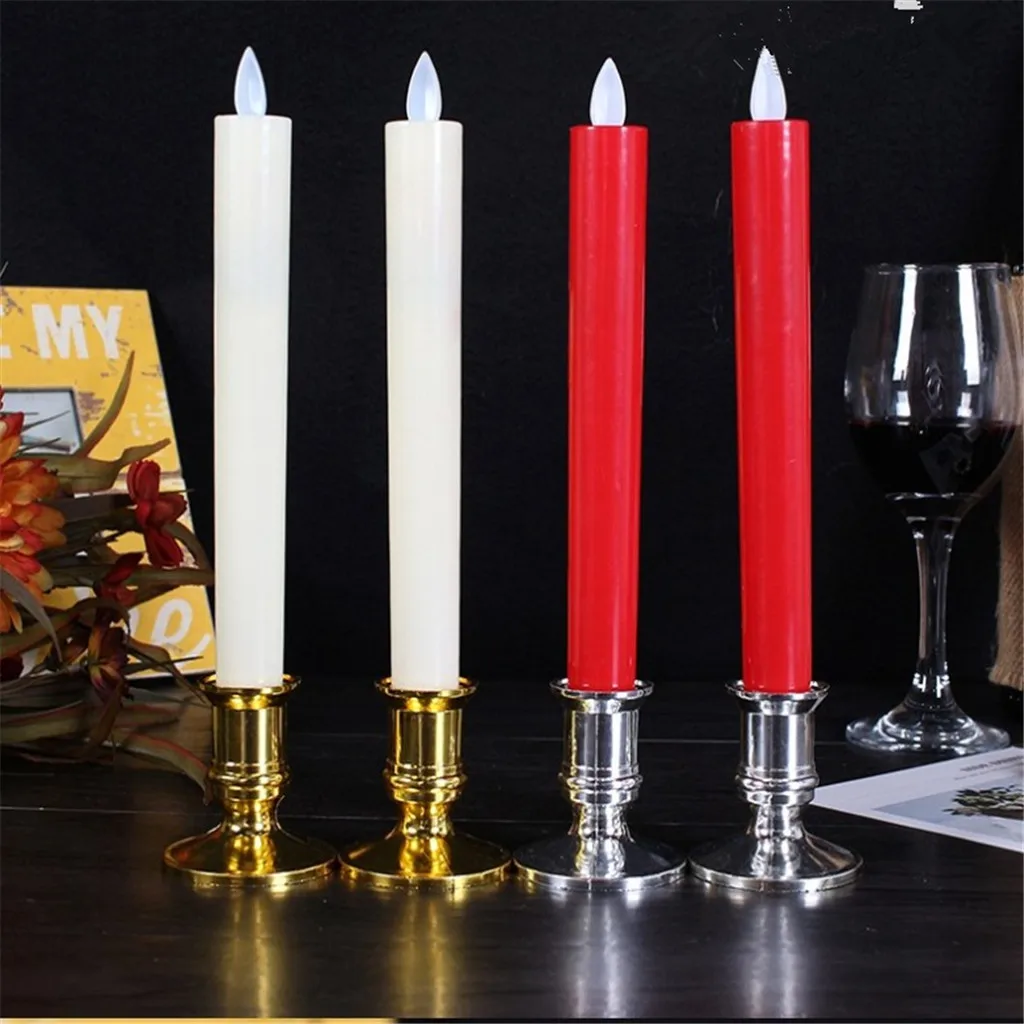 

2021 2 pcs Plated Candlestick Votive Candles Holder For Candles Fake Tapers Christmas Party Decoration For Wedding Silver/Gold