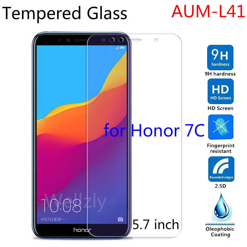 Закаленное стекло 9H для Honor 7c Защита экрана Huawei зеркальное зеркальная стеклянная