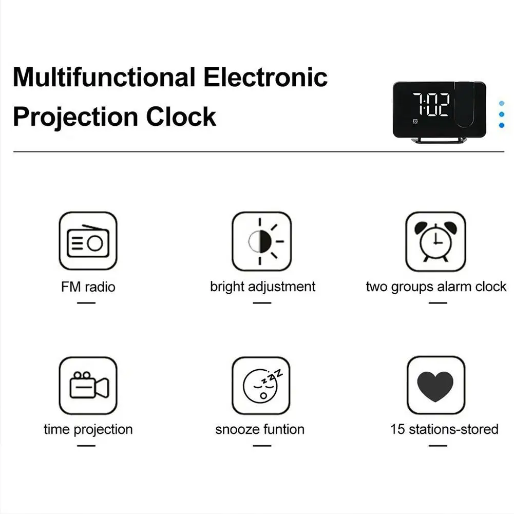 USB FM Radio Alarm Clock With Times Projection Dimmable Clock Display Curved Digital Clock LED Projection Alarm Alarm Doubl I4Y3
USB FM Radio Alarm Clock With Times Projection Dimmable Clock Display Curved Digital Clock LED Projection Alarm Alarm Doubl I4Y3
