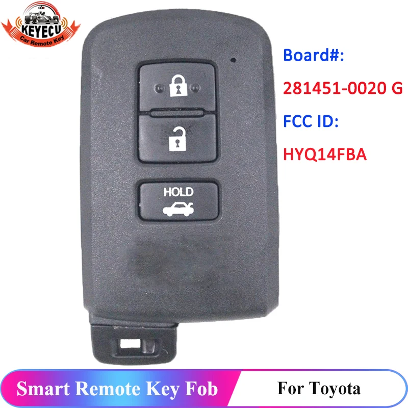 KEYECU 281451-0020 G Smart Key 8A Chip For Toyota Corolla Camry Avalon 2011 2012 2013 2014 2015 2016 HYQ14FBA P/N: 89904-06140
KEYECU 281451-0020 G Smart Key 8A Chip For Toyota Corolla Camry Avalon 2011 2012 2013 2014 2015 2016 HYQ14FBA P/N: 89904-06140