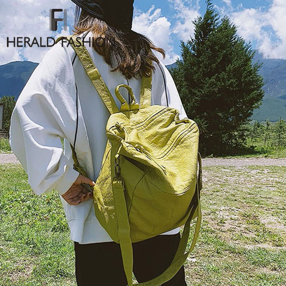 Herald Fashion Quality Soft Leather Female Backpack Solid Casual Ladies Backpack Large Capacity Travel Vintage Bag For Girls
Herald Fashion Quality Soft Leather Female Backpack Solid Casual Ladies Backpack Large Capacity Travel Vintage Bag For Girls