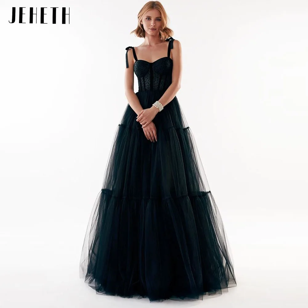 JEHETH Sweetheart Bow Straps Tulle Prom Dresses Long A-Line Lace-up Backless Evening Party Gown Floor Length robes de soirée
JEHETH Sweetheart Bow Straps Tulle Prom Dresses Long A-Line Lace-up Backless Evening Party Gown Floor Length robes de soirée