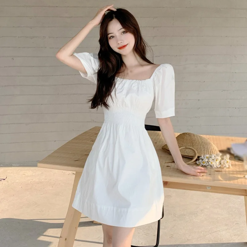Women Square Collar Slim Sweet Dress Ladies Puff Short Sleeves Summer Dress Vestidos
Women Square Collar Slim Sweet Dress Ladies Puff Short Sleeves Summer Dress Vestidos