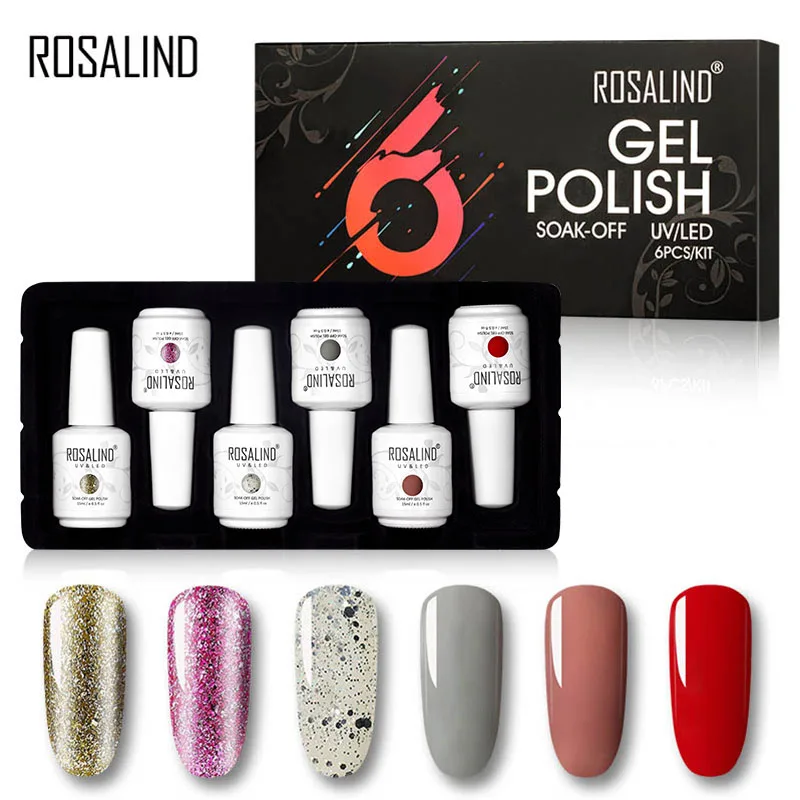 ROSALIND 6 шт./комплект Гель лак для ногтей набор Гибридный УФ гель акриловый все