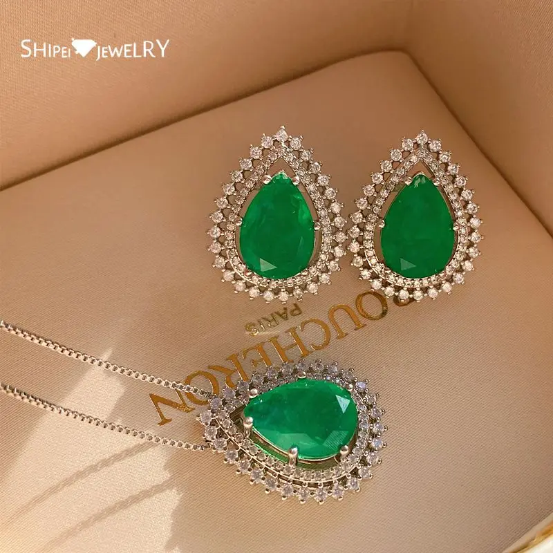 Shipei 100% 925 Sterling Silver Water Drop Emerald Gemstone Women Earrings/Pendant/Necklace Fine Jewelry Jewelry Sets Wholesale
Shipei 100% 925 Sterling Silver Water Drop Emerald Gemstone Women Earrings/Pendant/Necklace Fine Jewelry Jewelry Sets Wholesale