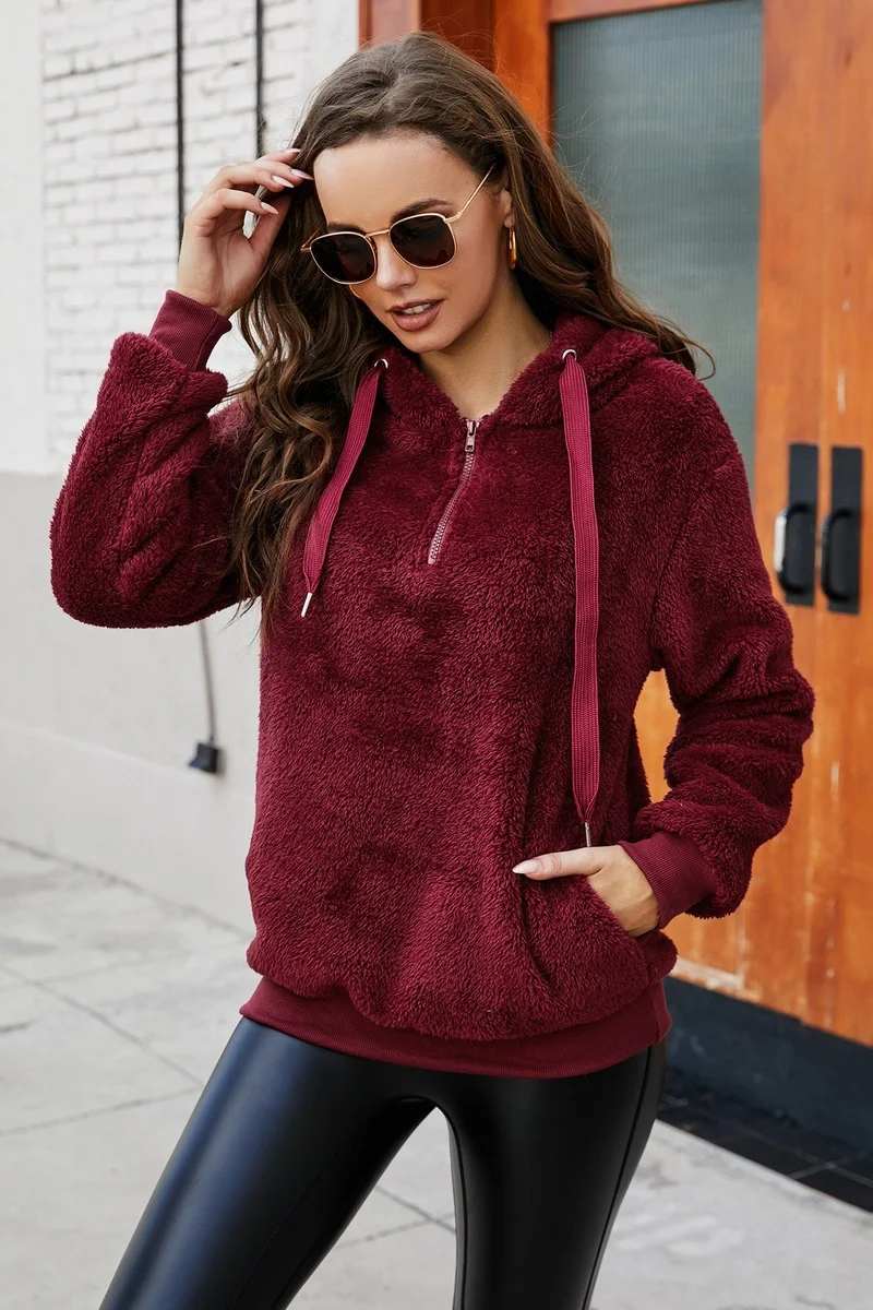 Women Solid Colors Big Pocket Pullover Sweatshirts Chic Autumn Winter Warm Casual Loose Hoodies Thicken Furry Hooded Sweatshirts
Women Solid Colors Big Pocket Pullover Sweatshirts Chic Autumn Winter Warm Casual Loose Hoodies Thicken Furry Hooded Sweatshirts