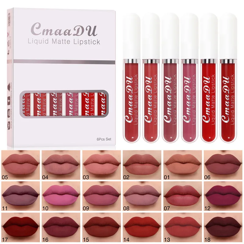 6 Colors/Set Matte Velvet Lip Gloss Sets Natural Moisturize Waterproof Long Lasting Non-stick Cup Liquid Lipstick Cosmetic Kit 
6 Colors/Set Matte Velvet Lip Gloss Sets Natural Moisturize Waterproof Long Lasting Non-stick Cup Liquid Lipstick Cosmetic Kit
