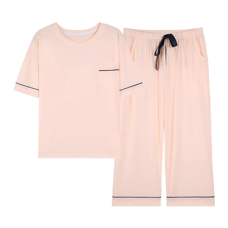 Women's pajamas plus size modal solid color pajamas women's summer short-sleeved cropped trousers loose simple thin pajamas suit
Women's pajamas plus size modal solid color pajamas women's summer short-sleeved cropped trousers loose simple thin pajamas suit