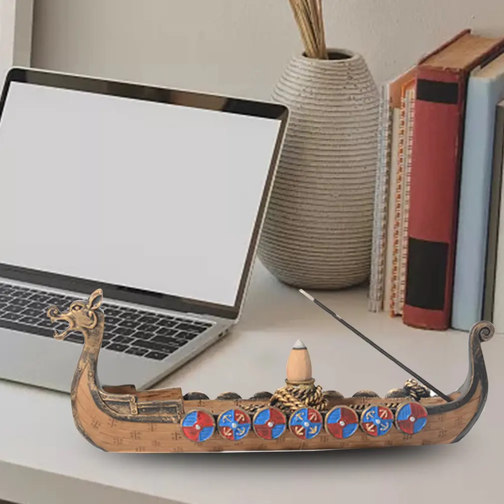 Resin Waterfall Incense Burner Ceramic Incense Holder Viking Dragon Boat Shape For Home Decoration Incense Holder
Resin Waterfall Incense Burner Ceramic Incense Holder Viking Dragon Boat Shape For Home Decoration Incense Holder