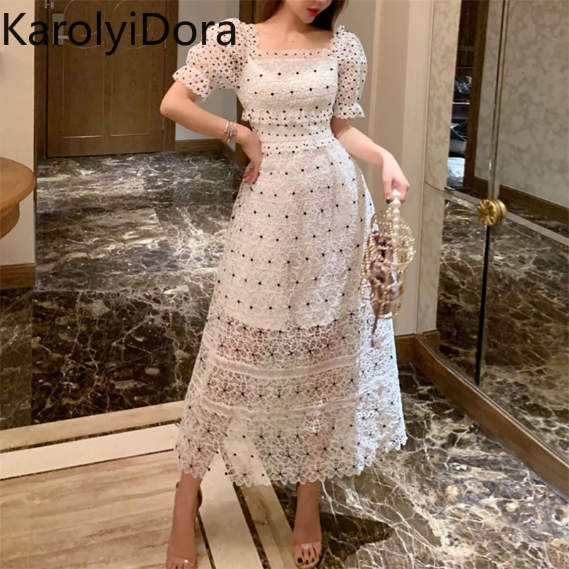 High Quality Summer Women Self Portrait Dress Fashion Runway Vintage Flare Sleeve White Lace Hollow Out Sexy Midi Dress Vestidos
High Quality Summer Women Self Portrait Dress Fashion Runway Vintage Flare Sleeve White Lace Hollow Out Sexy Midi Dress Vestidos