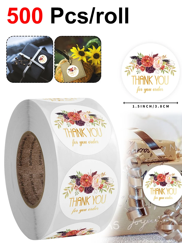 500 Pcs/roll Flower Thank You Stickers Seal Labels 1.5 Inch Thank You For Your Order Stickers For Small Shop Gift Packs Stickers
500 Pcs/roll Flower Thank You Stickers Seal Labels 1.5 Inch Thank You For Your Order Stickers For Small Shop Gift Packs Stickers