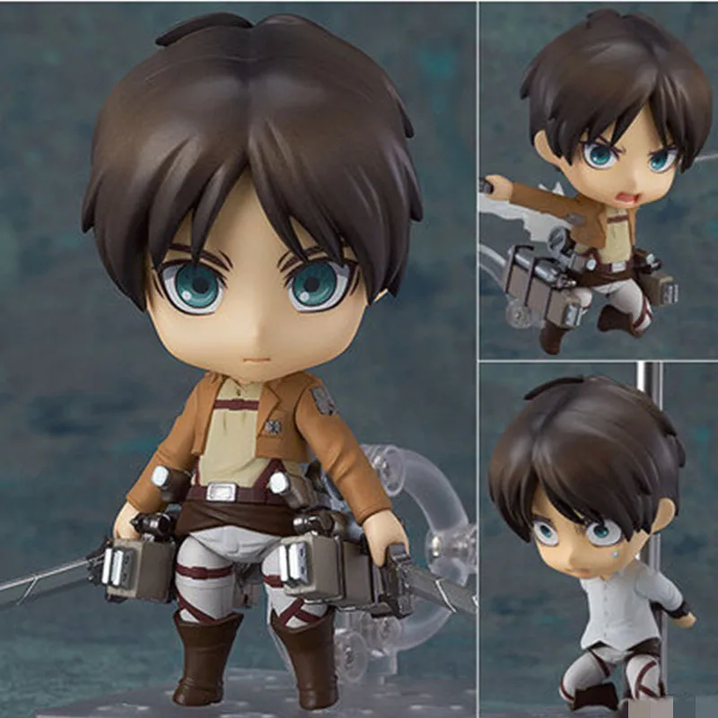 

10cm anime Attack On Titan figure Eren Yeager Figurine Cute fighting Ver. 375# PVC Action Figure Collectible Model toys