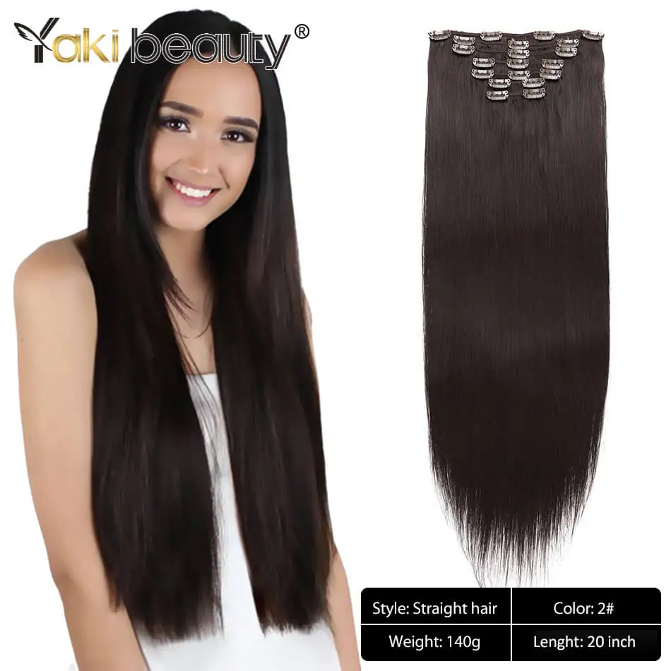 20inch Clip In Hair Extension Long Straight Black Brown 7 Pcs/Set 20 Clips Synthetic Hair Piece For Women By Yaki Beauty
20inch Clip In Hair Extension Long Straight Black Brown 7 Pcs/Set 20 Clips Synthetic Hair Piece For Women By Yaki Beauty