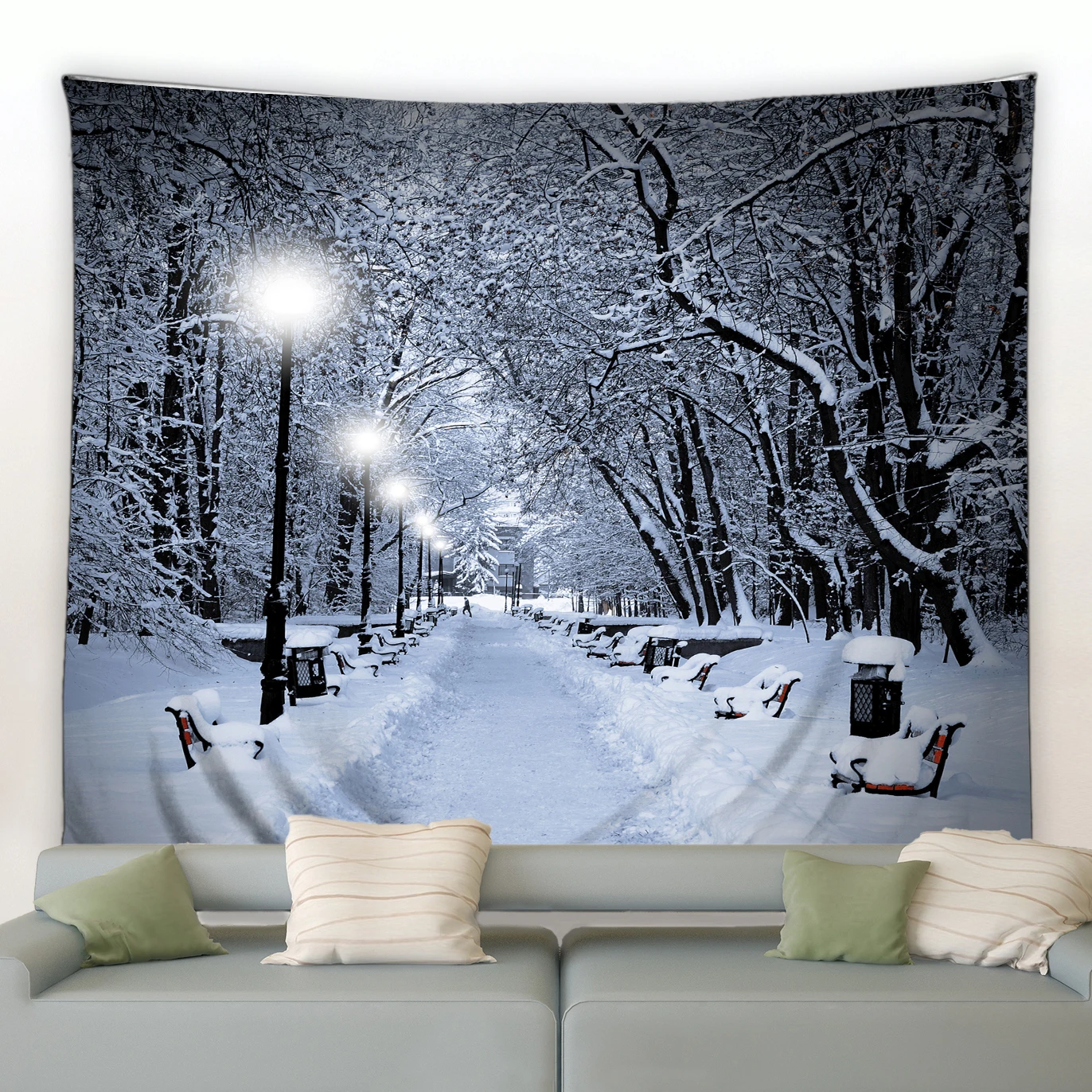 

Snow Forest Tapestry Trees in Snowy Jungle Wall Hanging Blanket Winter Scenery Tapestries Bedroom Living Room Dorm Wall Decor