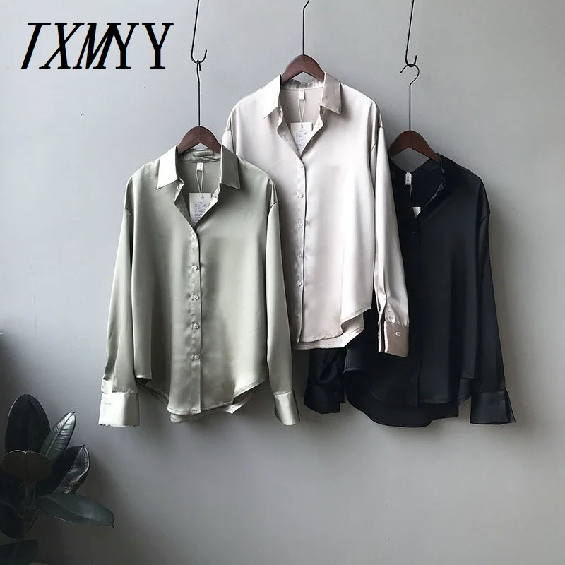 JXMYY New 2021 Women Spring Summer Satin Blouse Shirts Casual 4 Colors Oversize Fashionable Office Lady Wild Tops
JXMYY New 2021 Women Spring Summer Satin Blouse Shirts Casual 4 Colors Oversize Fashionable Office Lady Wild Tops
