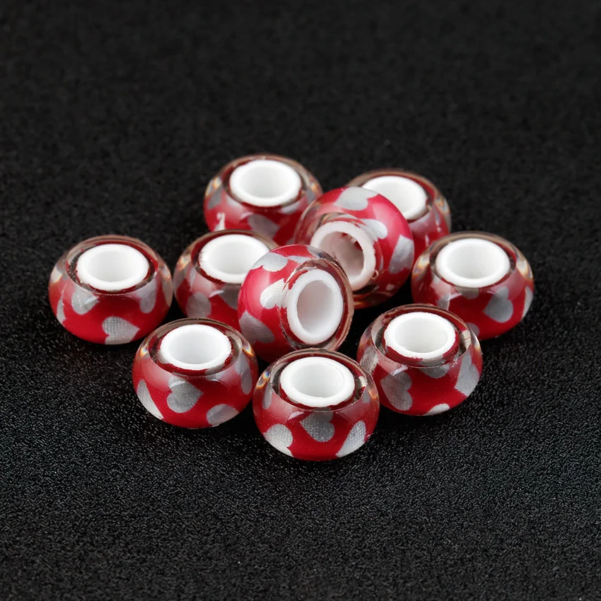 10pcs a lot Red Heart Round Acrylic Beads Fit For Pandora Charms Bracelet Big Hole Bead DIY European Murano jewelry making
10pcs a lot Red Heart Round Acrylic Beads Fit For Pandora Charms Bracelet Big Hole Bead DIY European Murano jewelry making