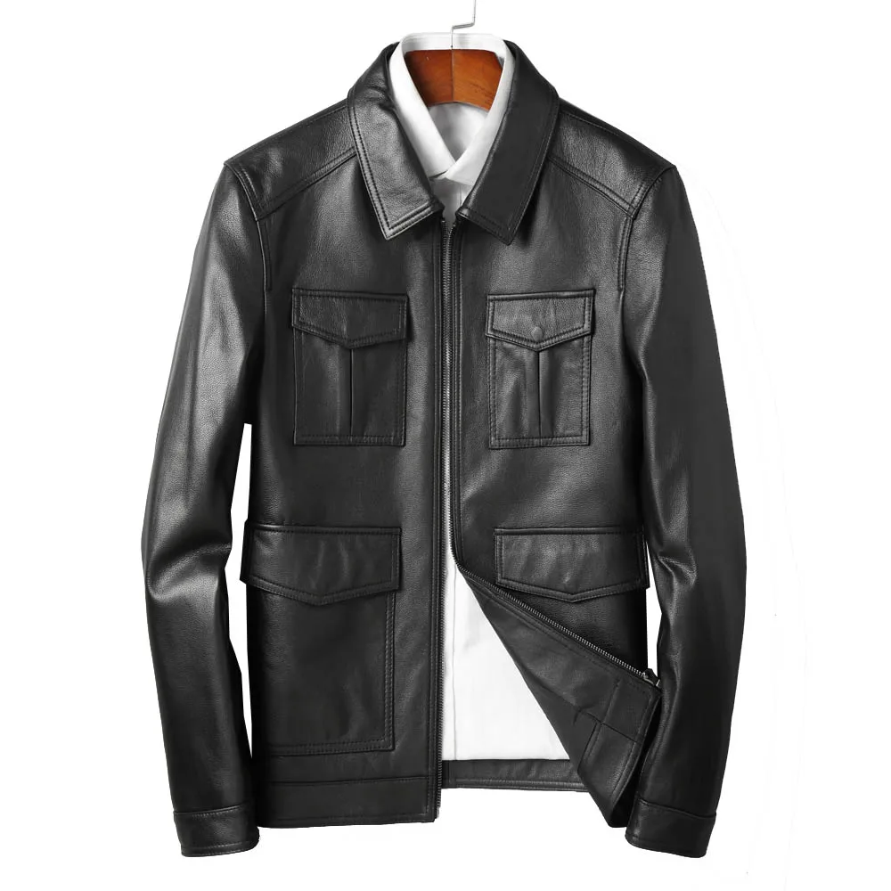 Casual Men Spring Classic Four Pockets Genuine Cowhide Leather Jacket Wine Red Good Quality Natural Leather Coats
Casual Men Spring Classic Four Pockets Genuine Cowhide Leather Jacket Wine Red Good Quality Natural Leather Coats