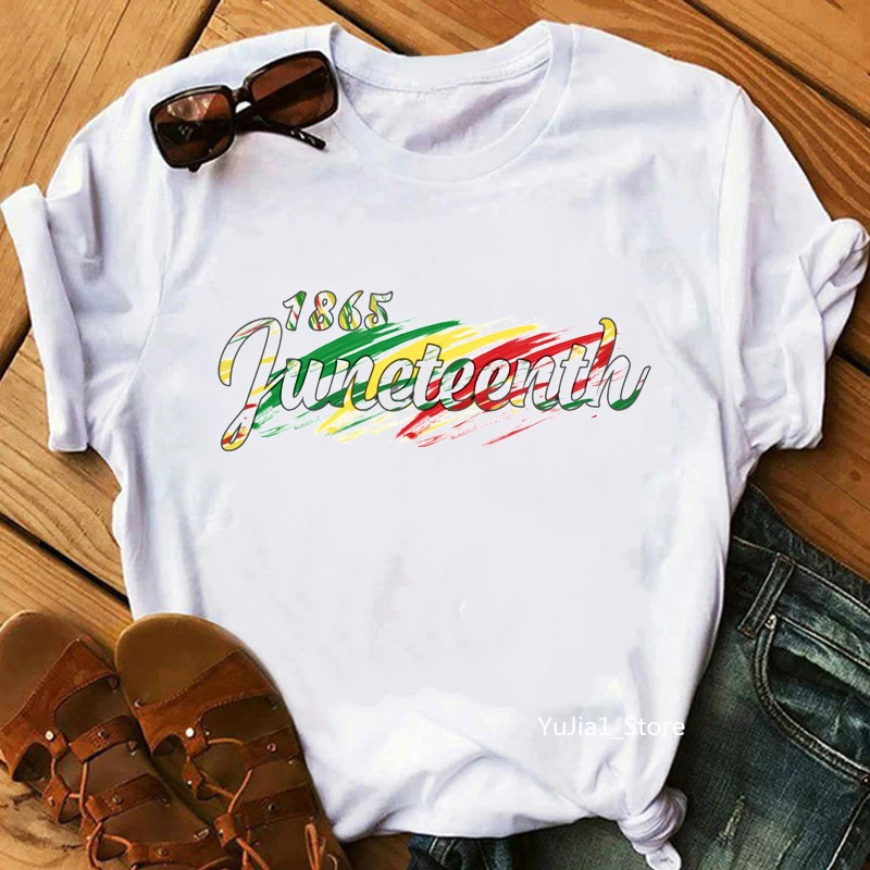 Cool 1865 Juneteenth Letter Print Women T-Shirts Black Girl Magic Tshirt Femme Melanin Poppin T Shirt Female Streetwear
Cool 1865 Juneteenth Letter Print Women T-Shirts Black Girl Magic Tshirt Femme Melanin Poppin T Shirt Female Streetwear