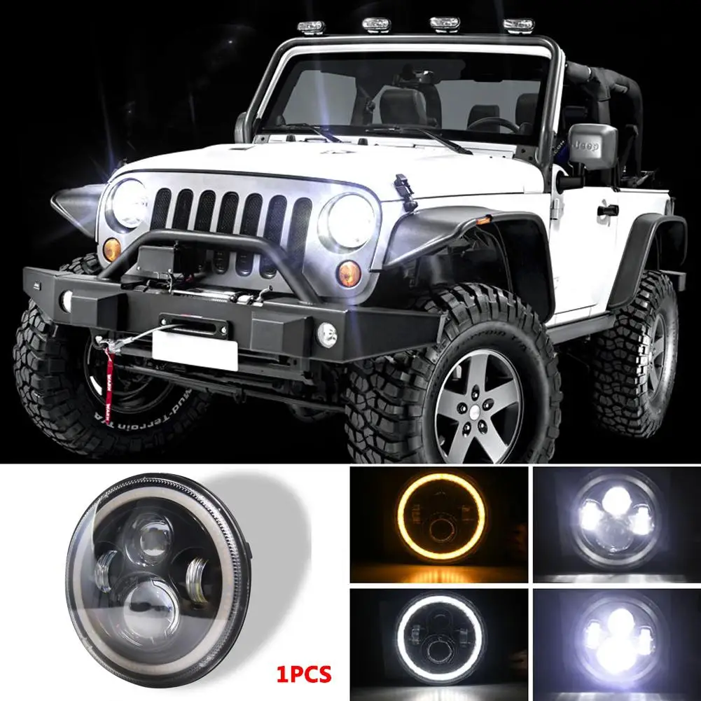 

7 INCH 140W Car LED Round Headlights 3000k-6000k Halo Angle Eye Cars Running Lights Headlamp For Jeep Wrangler CJ JK LJ 97-17