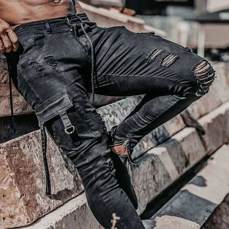Men Jeans Drawstring High Waist Desighner Jean Pants Autumn Mens Clothing Biker Straight Denim Washed Hole Pant Trousers Black
Men Jeans Drawstring High Waist Desighner Jean Pants Autumn Mens Clothing Biker Straight Denim Washed Hole Pant Trousers Black