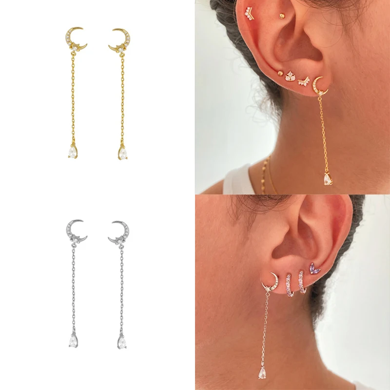 Moon Long Earrings For Women Sterling Silver Stud Earrings 2021 Trend Girl Earrings Jewelry Zircon Pendientes Bijoux silver
Moon Long Earrings For Women Sterling Silver Stud Earrings 2021 Trend Girl Earrings Jewelry Zircon Pendientes Bijoux silver