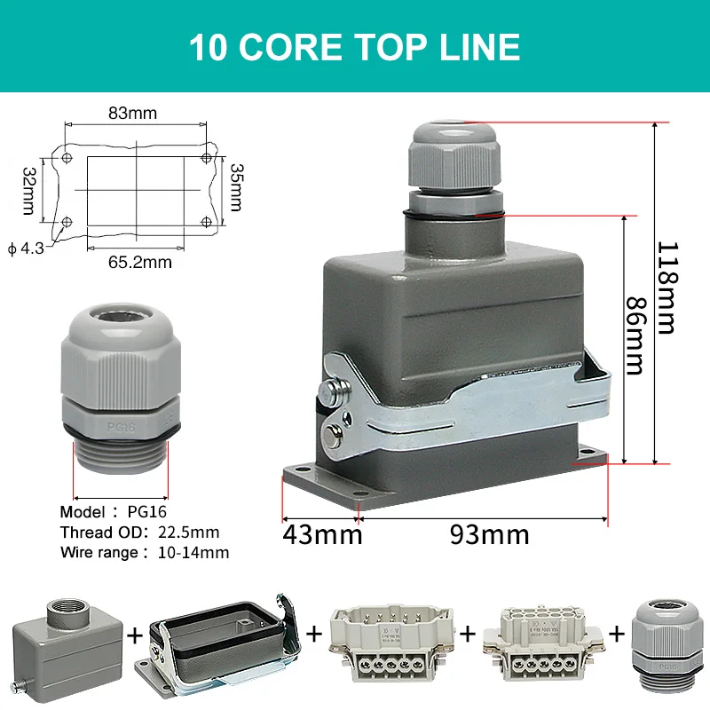 16A 500V промышленный прямоугольный сверхмощный разъем IP65 водонепроницаемый вертикальный/боковой линейный сердечник авиационная розетка HDC-HE-24P
16A 500V промышленный прямоугольный сверхмощный разъем IP65 водонепроницаемый вертикальный/боковой линейный сердечник авиационная розетка HDC-HE-24P