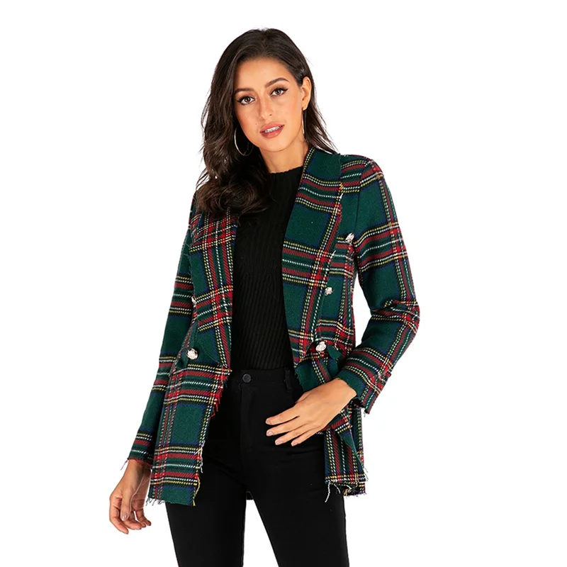 European and American style all-match retro plaid suit jacket button decoration casual irregular top
European and American style all-match retro plaid suit jacket button decoration casual irregular top