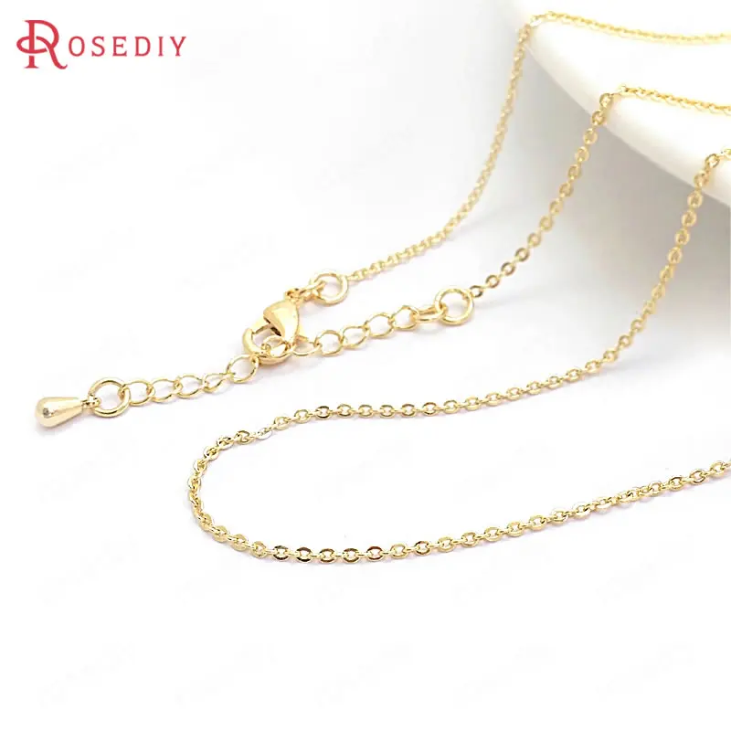(37394)2PCS Length 45CM Thickness 1MM 24K Gold Color Copper with Lobster Clasps Flat Oval Shape Link Finished Necklace Chains
(37394)2PCS Length 45CM Thickness 1MM 24K Gold Color Copper with Lobster Clasps Flat Oval Shape Link Finished Necklace Chains