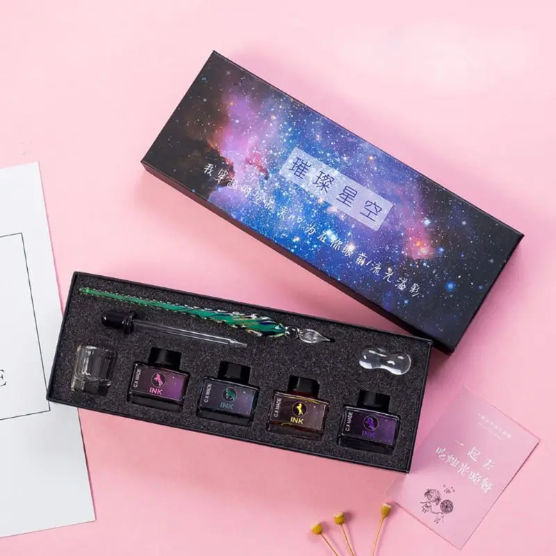Starry Sky Glass Dip Pen Set Calligraphy Pen Glass Signature Writing Draw Pen 634B
Starry Sky Glass Dip Pen Set Calligraphy Pen Glass Signature Writing Draw Pen 634B