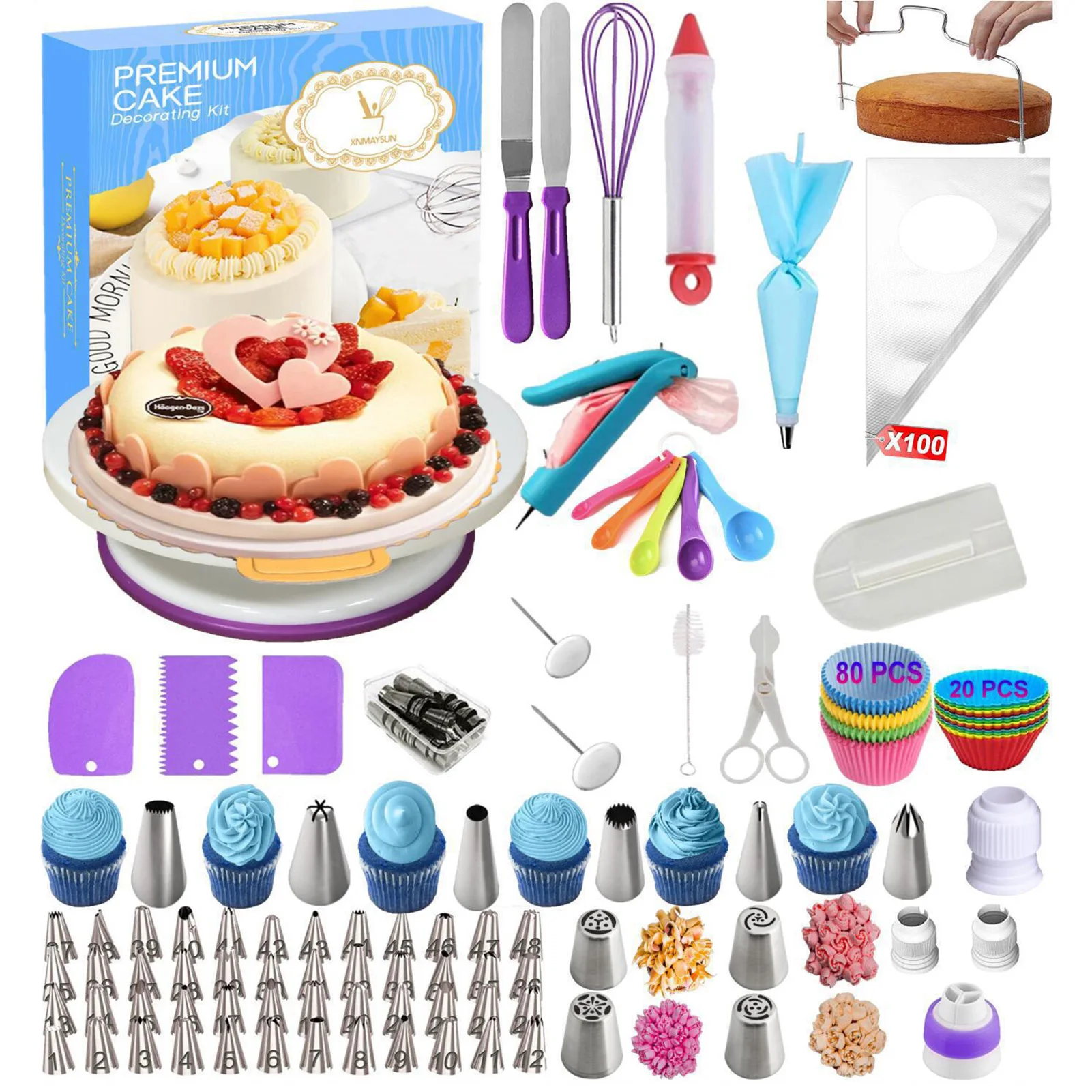 285PCS Cake Decorate Supplies Kit Turntable Stand Baking Supplies Suitable for beginners Cake Icing Smoothing Tool
285PCS Cake Decorate Supplies Kit Turntable Stand Baking Supplies Suitable for beginners Cake Icing Smoothing Tool