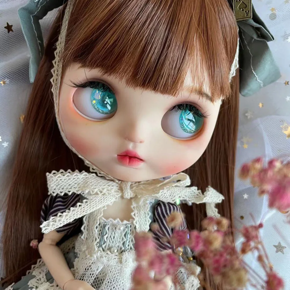 

Кукла Blyth NBL 1/6 BJD с индивидуальным лицом, большими глазами, шарнирная кукла с черным париком и окрашенными спящими глазами, 1.27.1