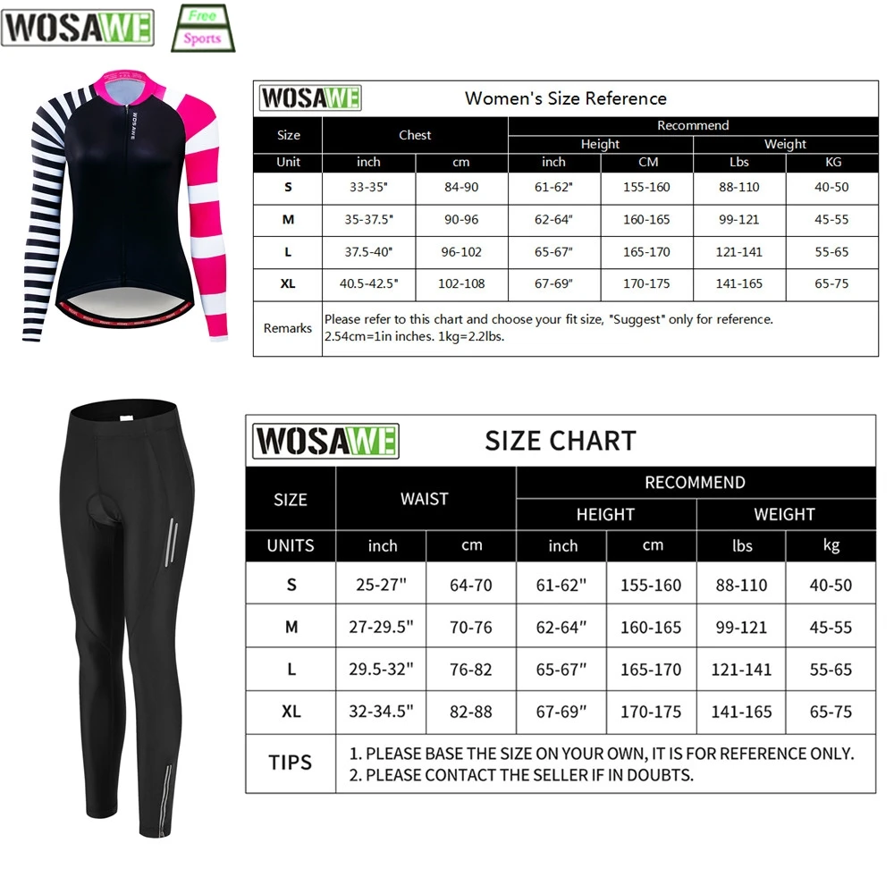 WOSAWE Women Cycling Suit Summer Spring Shockproof Silicone Gel Pad Pants Pink Jersey Long Sleeve Comfortable Moisture wicking
WOSAWE Women Cycling Suit Summer Spring Shockproof Silicone Gel Pad Pants Pink Jersey Long Sleeve Comfortable Moisture wicking