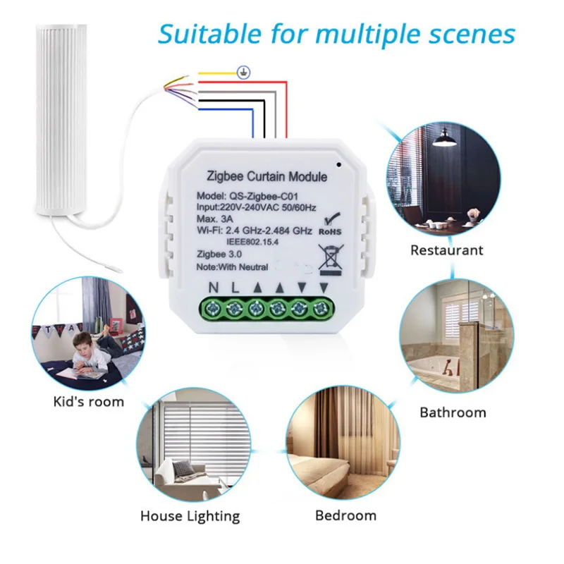 Zigbee Curtain Switch Module,Roller Shutter Blind Motor,Tuya Smart Life APP Remote Control for Google Home/Siri/Alexa
Zigbee Curtain Switch Module,Roller Shutter Blind Motor,Tuya Smart Life APP Remote Control for Google Home/Siri/Alexa