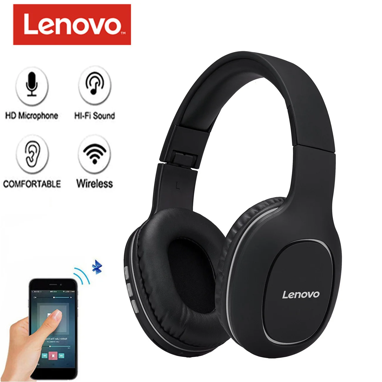 Lenovo Bluetooth Headphone Wireless Foldable Computer Long Standby Life Headset Noise Cancelling Sports Stereo Gaming Earphone 
Lenovo Bluetooth Headphone Wireless Foldable Computer Long Standby Life Headset Noise Cancelling Sports Stereo Gaming Earphone
