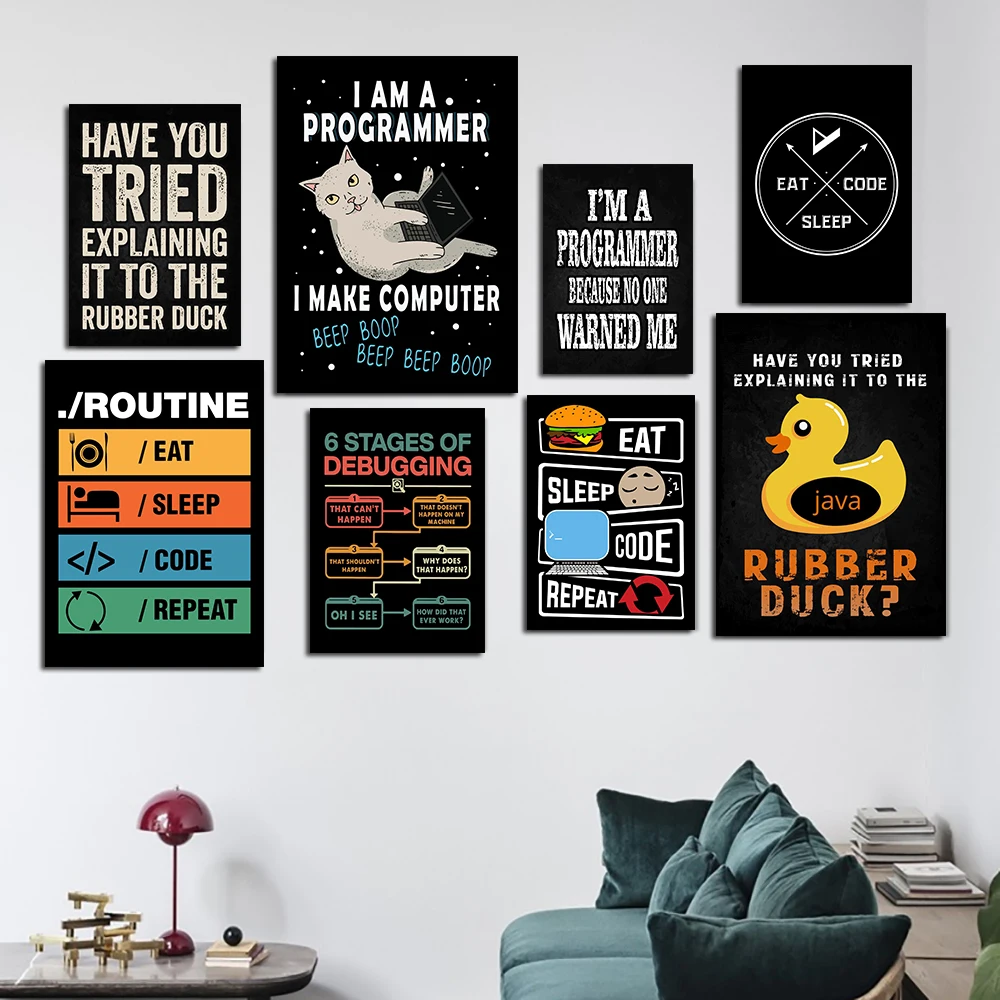 Canvas Poster Programmer Coding Cat and Duck Wall Art Painting Posters and Prints Nordic Wall Pictures for Home Decor Cuadros
Canvas Poster Programmer Coding Cat and Duck Wall Art Painting Posters and Prints Nordic Wall Pictures for Home Decor Cuadros