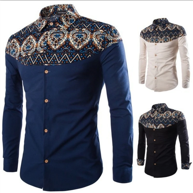 2021 spring men's slim color matching ethnic characteristics men's long-sleeved shirt long-sleeved printed lapel shirt
2021 spring men's slim color matching ethnic characteristics men's long-sleeved shirt long-sleeved printed lapel shirt