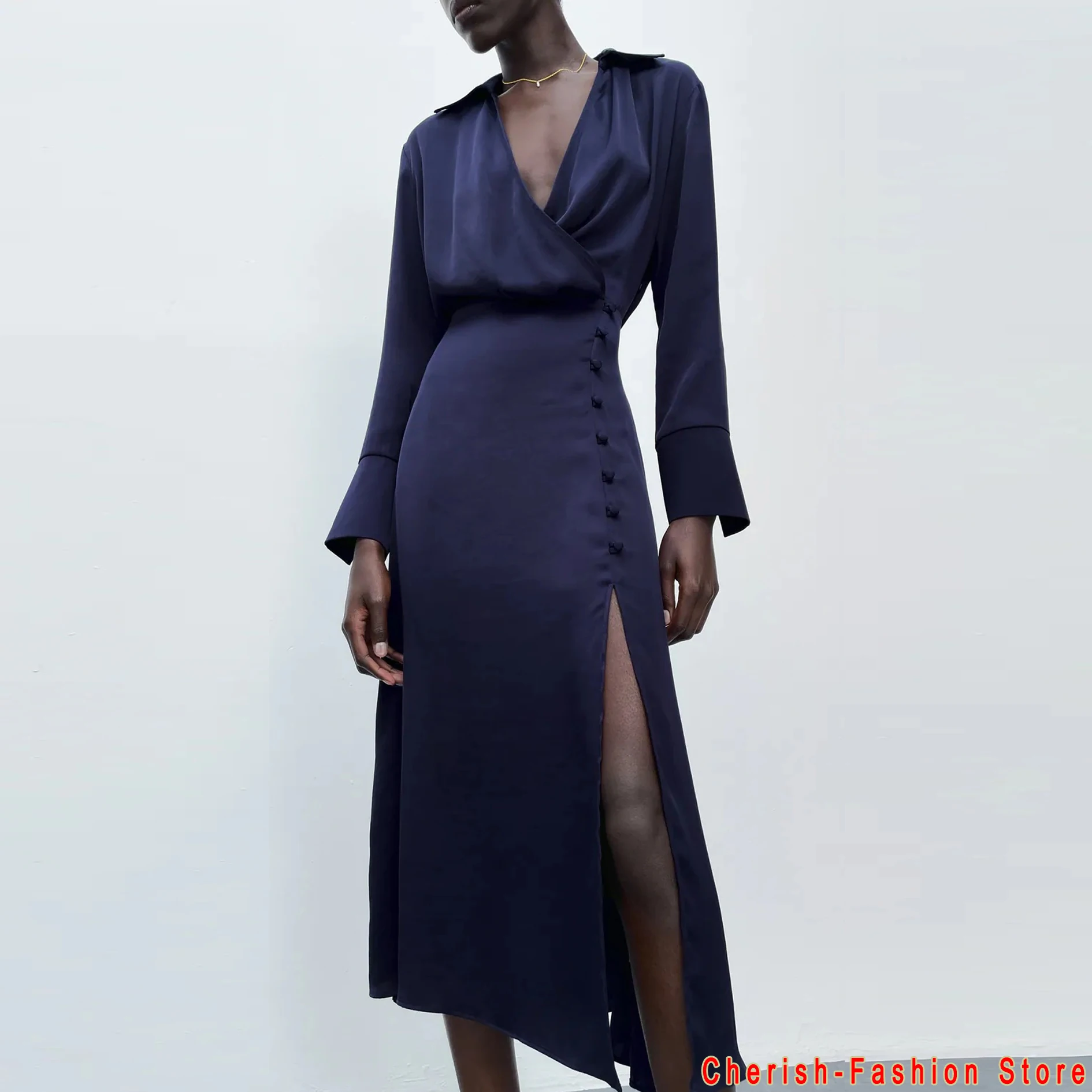 Женское облегающее платье-футляр с длинным рукавом, V-образным вырезом
Женское облегающее платье-футляр с длинным рукавом, V-образным вырезом