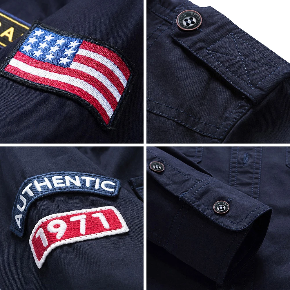 New 2021 Men Autumn Spring 100% Pure Cotton Military Casual Style Black Blue Long Sleeve Shirt Male Khaki Tops Army green Shirts
New 2021 Men Autumn Spring 100% Pure Cotton Military Casual Style Black Blue Long Sleeve Shirt Male Khaki Tops Army green Shirts