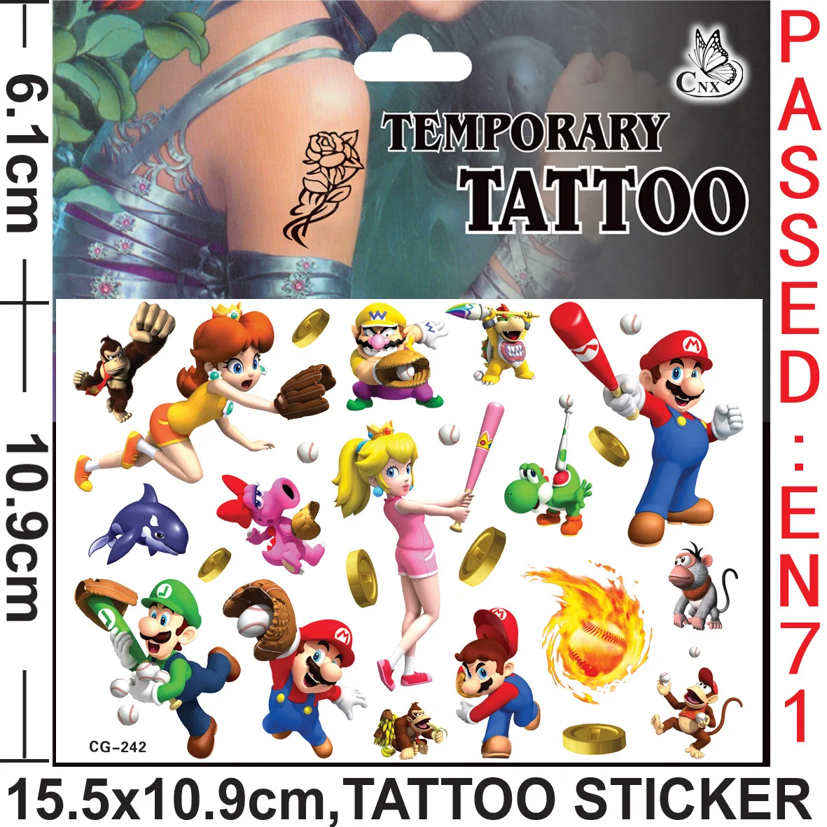 1Pcs Super Mario Bros Tattoo Stickers Luigi Yoshi Peach Bowse Waterproof Cartoon Decals Girl Boy Birthday Gift Kids Toys
1Pcs Super Mario Bros Tattoo Stickers Luigi Yoshi Peach Bowse Waterproof Cartoon Decals Girl Boy Birthday Gift Kids Toys