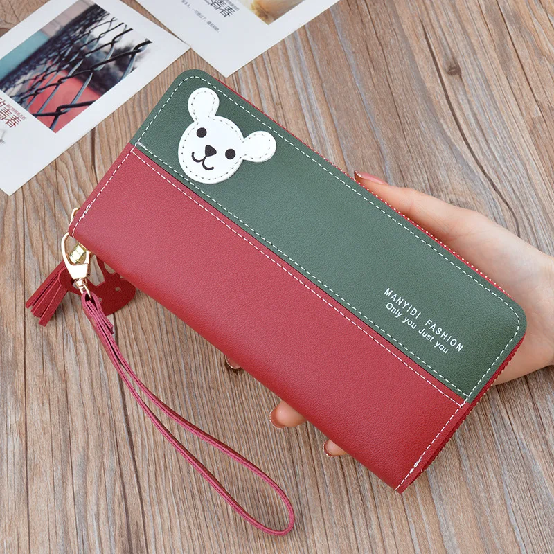 Little Bear Patchwork Wallet PU Leather Women Long Zipper Wrist Purses Tassel Design Clutch 2021 New Fashion Female Card Holder
Little Bear Patchwork Wallet PU Leather Women Long Zipper Wrist Purses Tassel Design Clutch 2021 New Fashion Female Card Holder