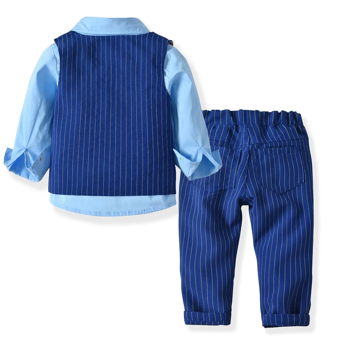 Spring&Autumn Baby Boy Gentleman Suit Solid Shirt with Bow Tie+Striped Vest+Trousers Formal Kids Clothes Set Children Clothing
Spring&Autumn Baby Boy Gentleman Suit Solid Shirt with Bow Tie+Striped Vest+Trousers Formal Kids Clothes Set Children Clothing