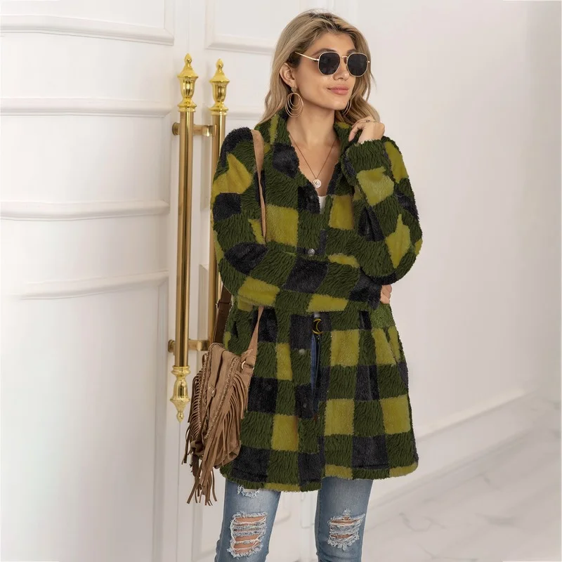 Autumn Winter Warm Plaid Furry Coats Women Lapel Single Breasted Fake Fur Jackets Office Lady Chic Casual Loose Fleece Outwears
Autumn Winter Warm Plaid Furry Coats Women Lapel Single Breasted Fake Fur Jackets Office Lady Chic Casual Loose Fleece Outwears