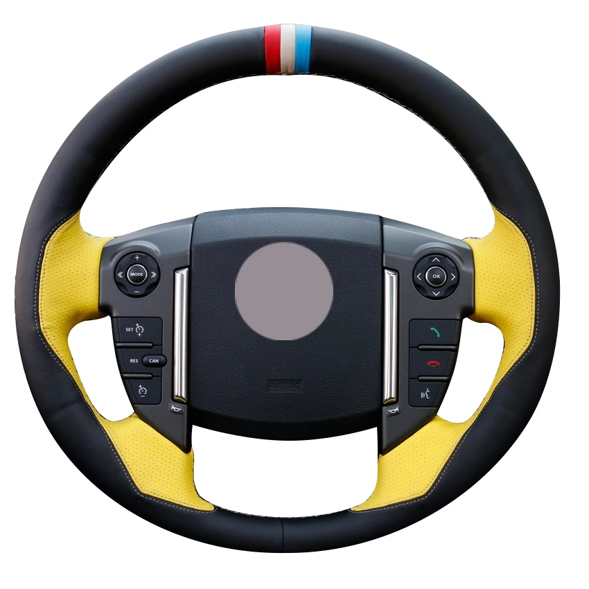 Фото Кожаный чехол желтого цвета для Land Rover Discovery 4 2010 2016|car steering wheel cover|steering coverwheel cover |