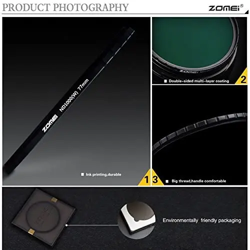 Zomei Circular 67mm Ultra Slim HD ND1000 18 Layer Multi-Coated Optical Schott Glass 10 Stop Neutral Density Lens Filter
Zomei Circular 67mm Ultra Slim HD ND1000 18 Layer Multi-Coated Optical Schott Glass 10 Stop Neutral Density Lens Filter