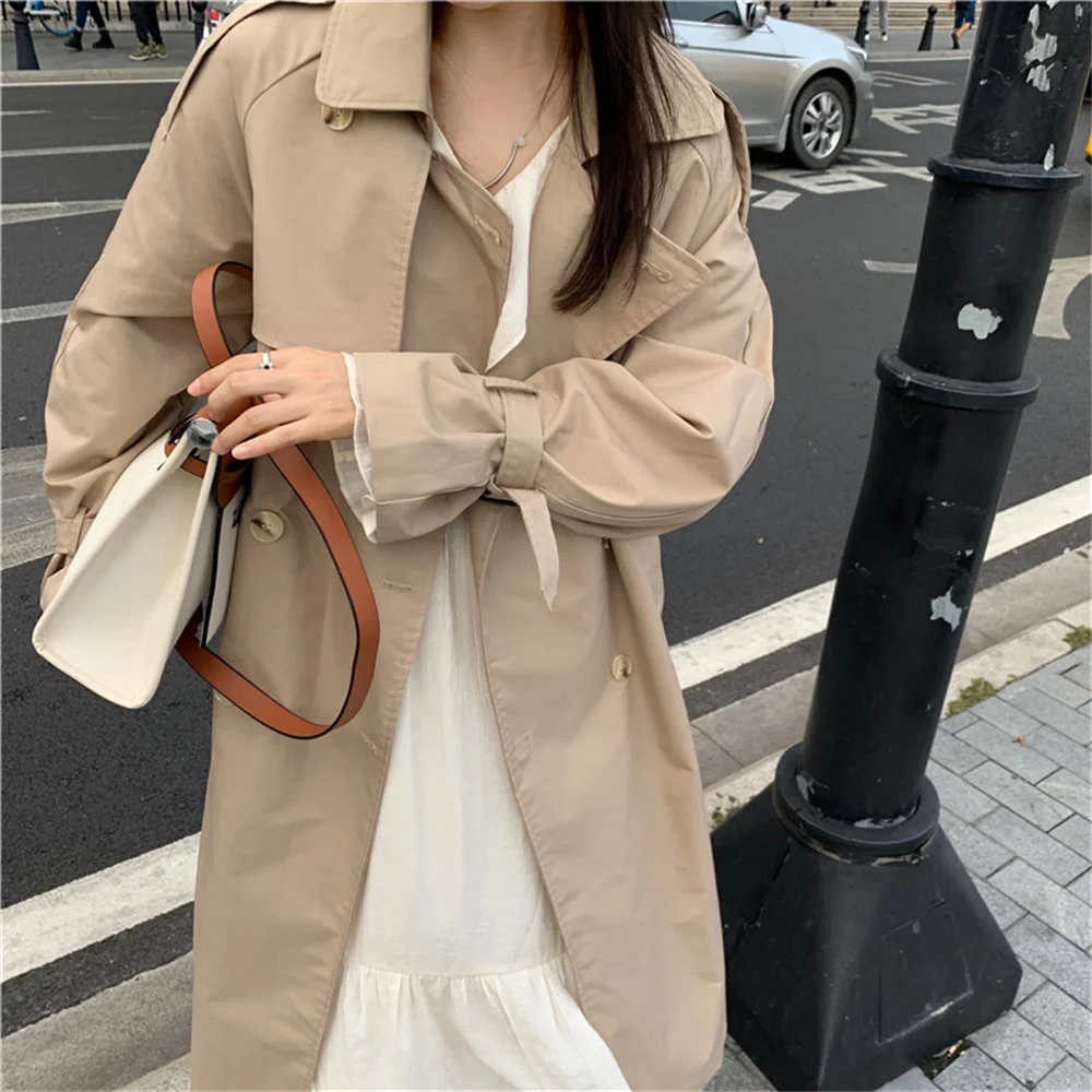 대한민국 Work Wear Khaki Straight Fashion Women Trench Autumn Minimalist Casual 2021 Loose-Fitting All Match Streetwear Coats
대한민국 Work Wear Khaki Straight Fashion Women Trench Autumn Minimalist Casual 2021 Loose-Fitting All Match Streetwear Coats