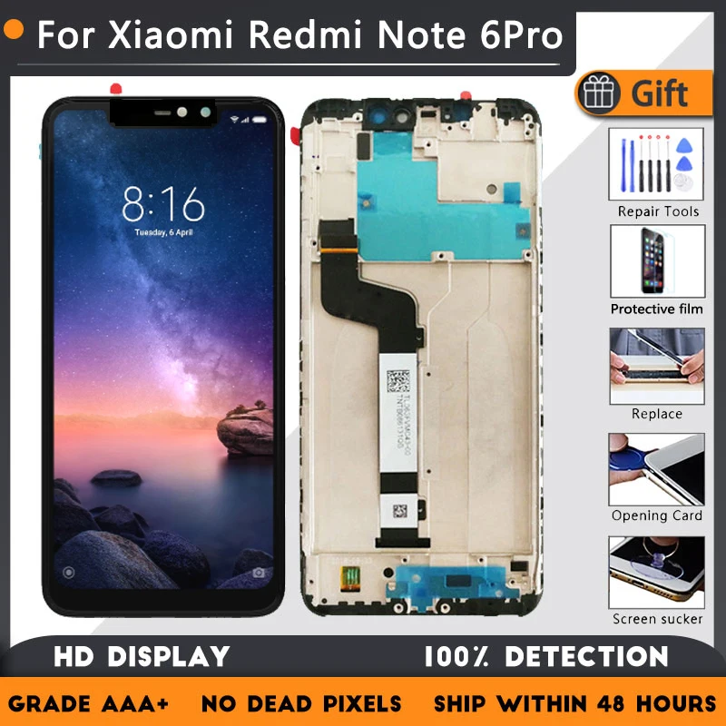 6.26" Original LCD For Xiaomi Redmi Note 6 Pro M1806E7TG Screen Display Assembly Replacement with Frame Black Gift repair tools
6.26" Original LCD For Xiaomi Redmi Note 6 Pro M1806E7TG Screen Display Assembly Replacement with Frame Black Gift repair tools