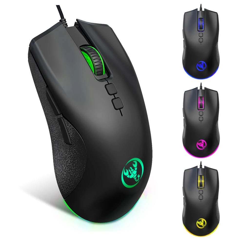 

HXSJ A883 USB Wired Gaming Mouse RGB Gamer Mouses with 4 Adjustable DPI Ergonomic Design for Desktop Laptop