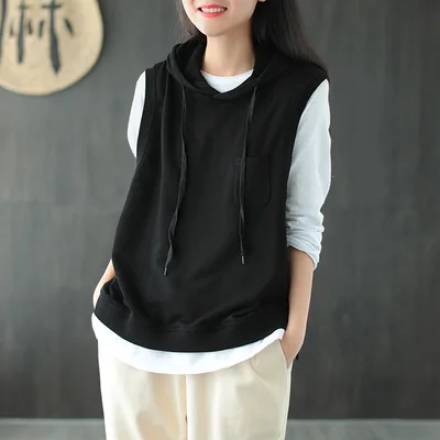 Women's Cotton Hooded Vest 2020 Autumn Vintage Retro Loose Pullover Casual Sleeveless Tops Knitted Vest Female With Purpel Color
Women's Cotton Hooded Vest 2020 Autumn Vintage Retro Loose Pullover Casual Sleeveless Tops Knitted Vest Female With Purpel Color