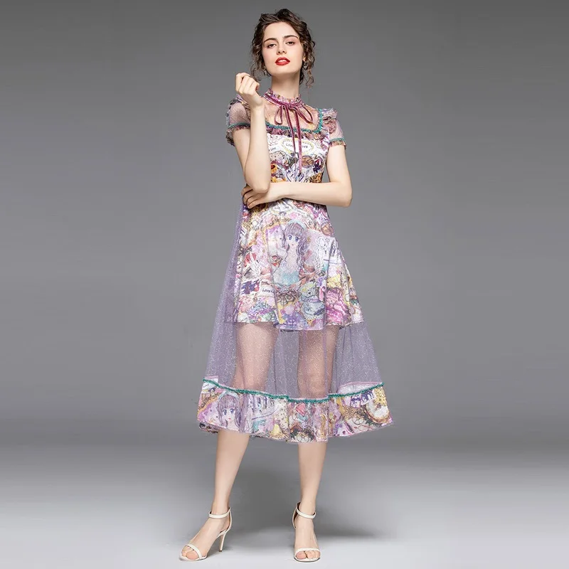 2021 Summer Newest Fashion Purple Cartoon Printed Flowers And Trees Ear Lace Hollowed-Out Sexy Girls Short Sleeve Long Dress
2021 Summer Newest Fashion Purple Cartoon Printed Flowers And Trees Ear Lace Hollowed-Out Sexy Girls Short Sleeve Long Dress